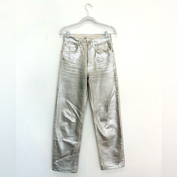 ZARA MID-RISE BOYFRIEND JEANS The Boy Boy Fit In Silver - Picture 5 of 10